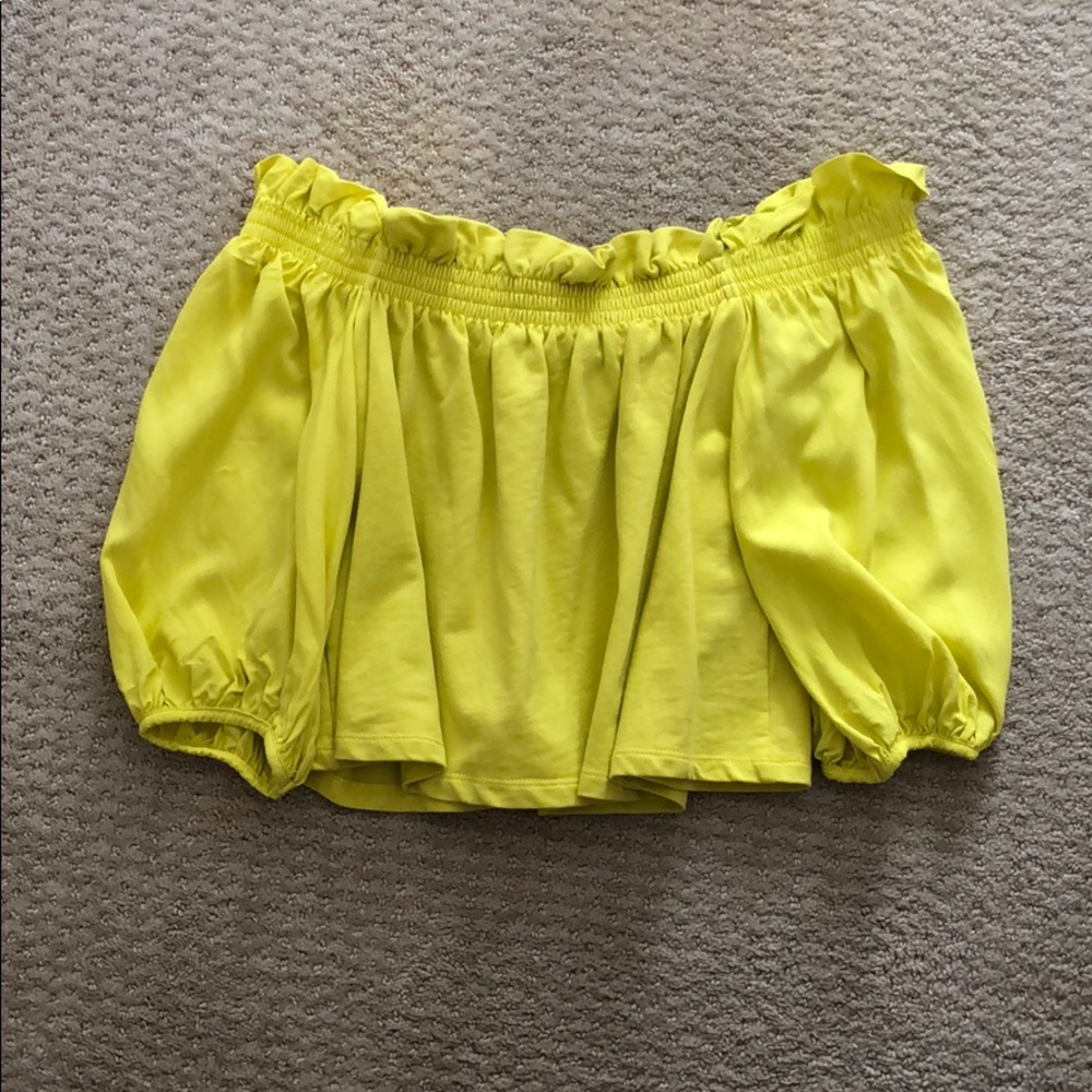 Off the shoulder yellow top